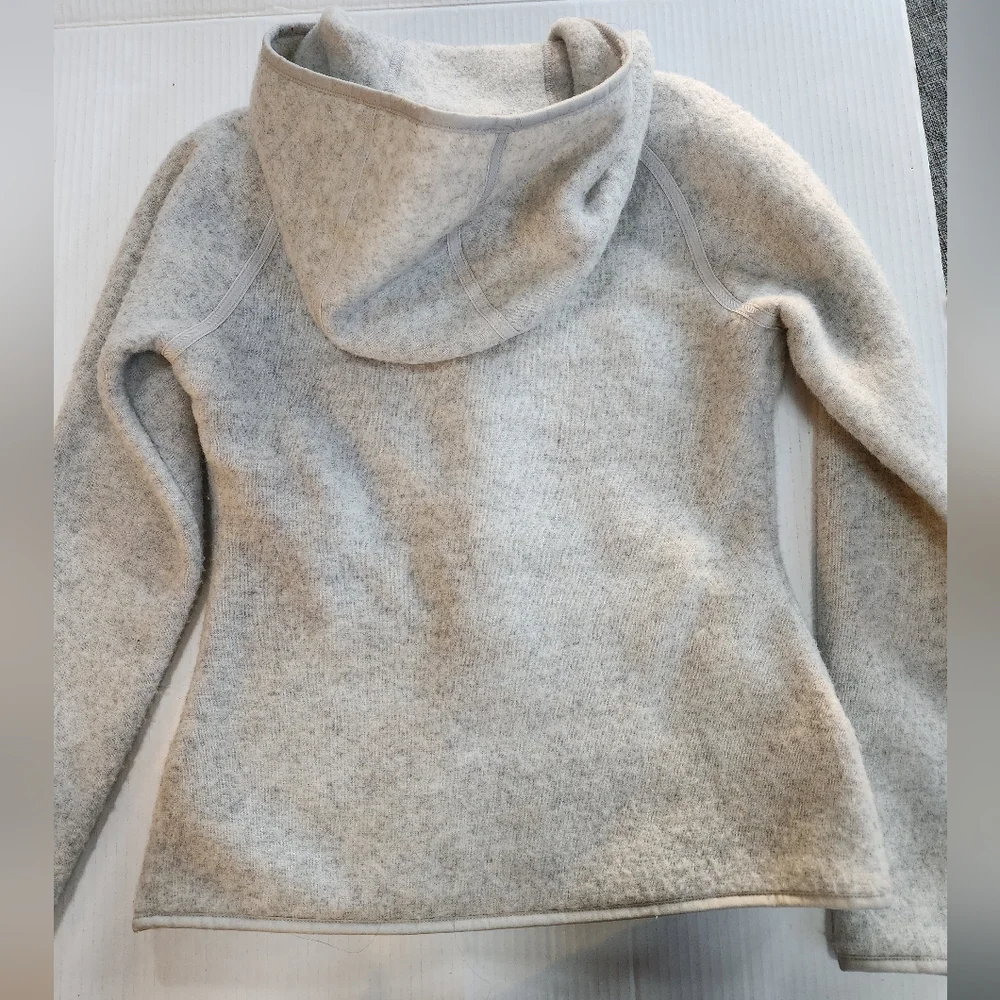 Smartwool zip up hooded sweater cream/grey womens size xs - Picture 5 of 9
